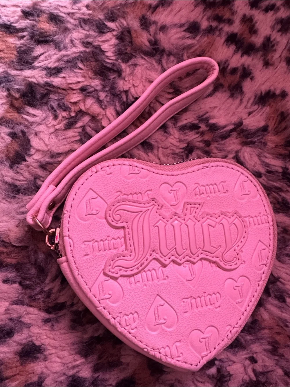 Juicy Couture Pink Heart Wristlet Change Purse
